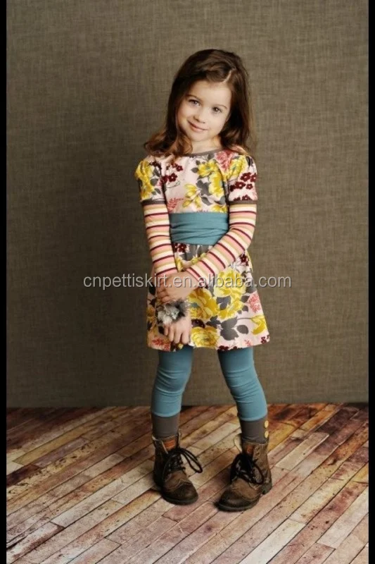 Korean Girls Baby Outfits Ruffled Swing Top Sets Winter Dress Back