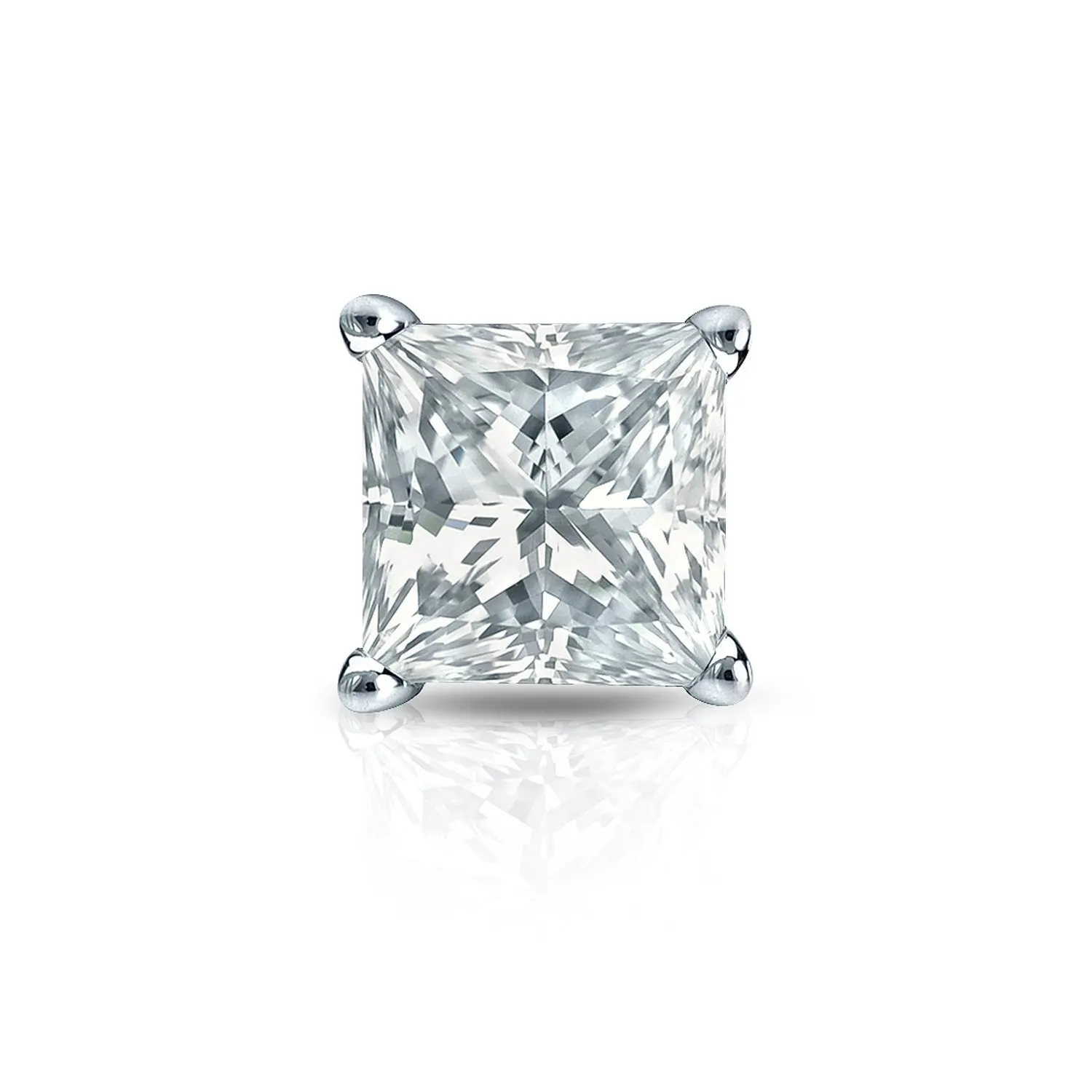 screw back 1//8 cttw, H-I, I1-I2 14k White Gold 3-Prong Martini Round Diamond SINGLE STUD Earring