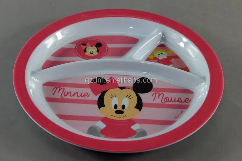 Girl Design Melamine 3 Section Plate Compartment Lunch Plate