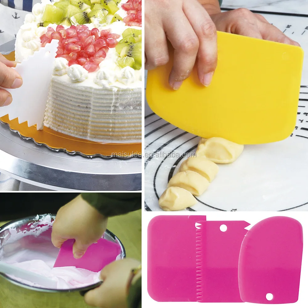 3pcs Pastry Butter Cake Cookie Scraper Cutter Bake Cream Decor DIY Kitchen Tool 