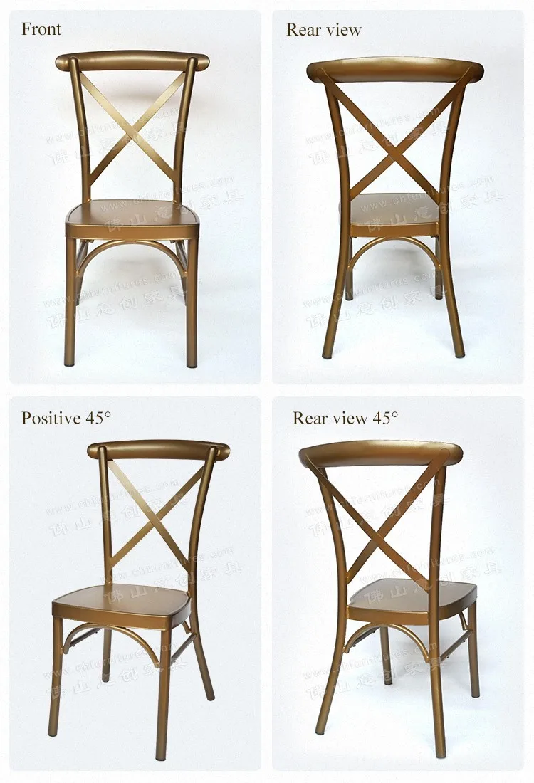 Yca6801 Wholesale Party Outdoor Cross Back Metal Stackable Event