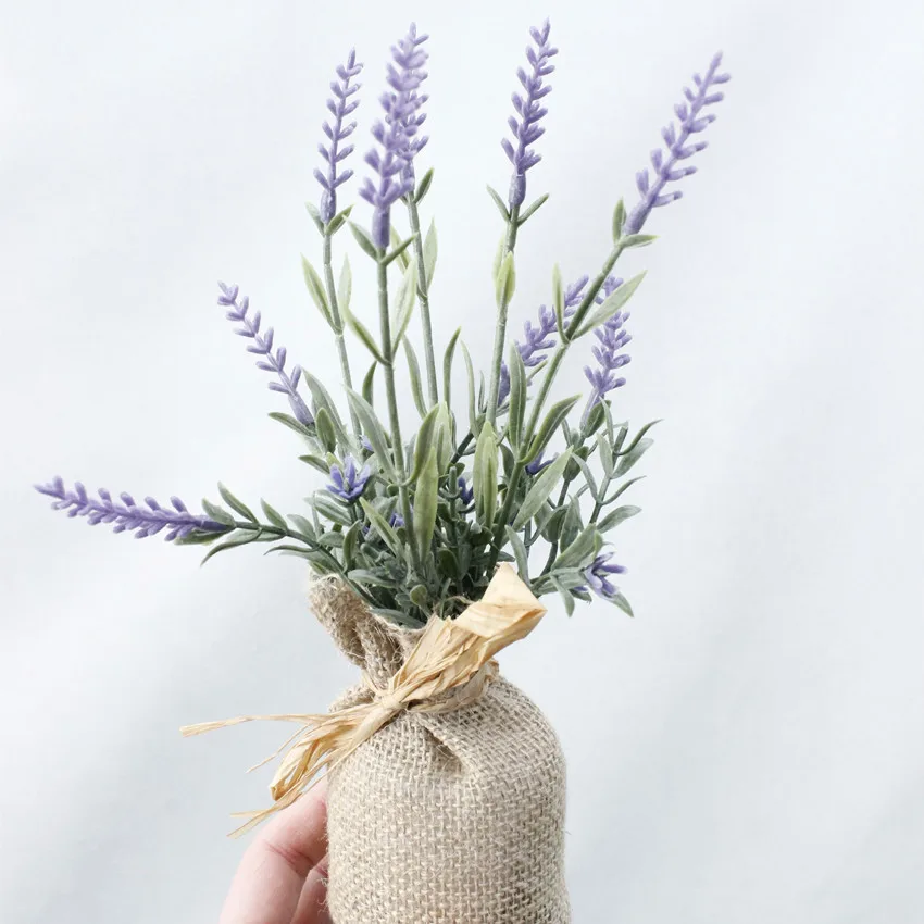 Burlap Potted Plant Lavender Artificial Flower Buy Lavender