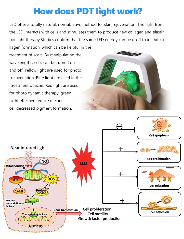 Konmison PDT skin whitening face beauty led skin fold led light therapy equipment