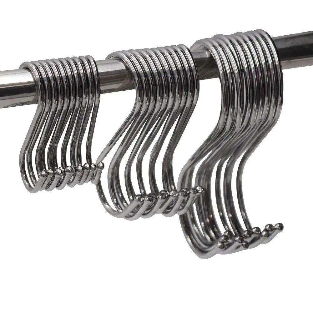 Buy UZZO Heavy-Duty Stainless Steel S-Hooks S Shaped Kitchen Spoon Pan ...