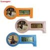 Fashion desktop faux leather photo frame with digital alarm clock