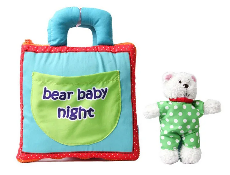 BBSKY Bear baby night my quiet book soft fabric plush Activity Cloth Book for kids