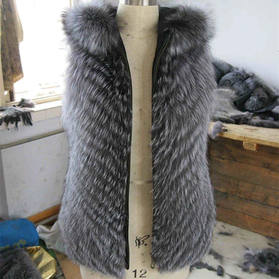 silver fox fur vest