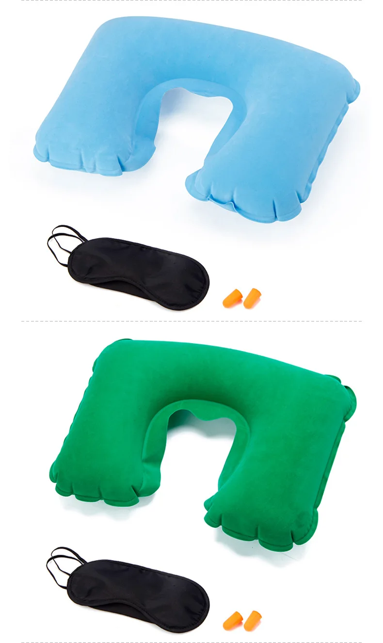 Portable Washable Soft Velvet Cover Inflatable Neck Pillow Head Support