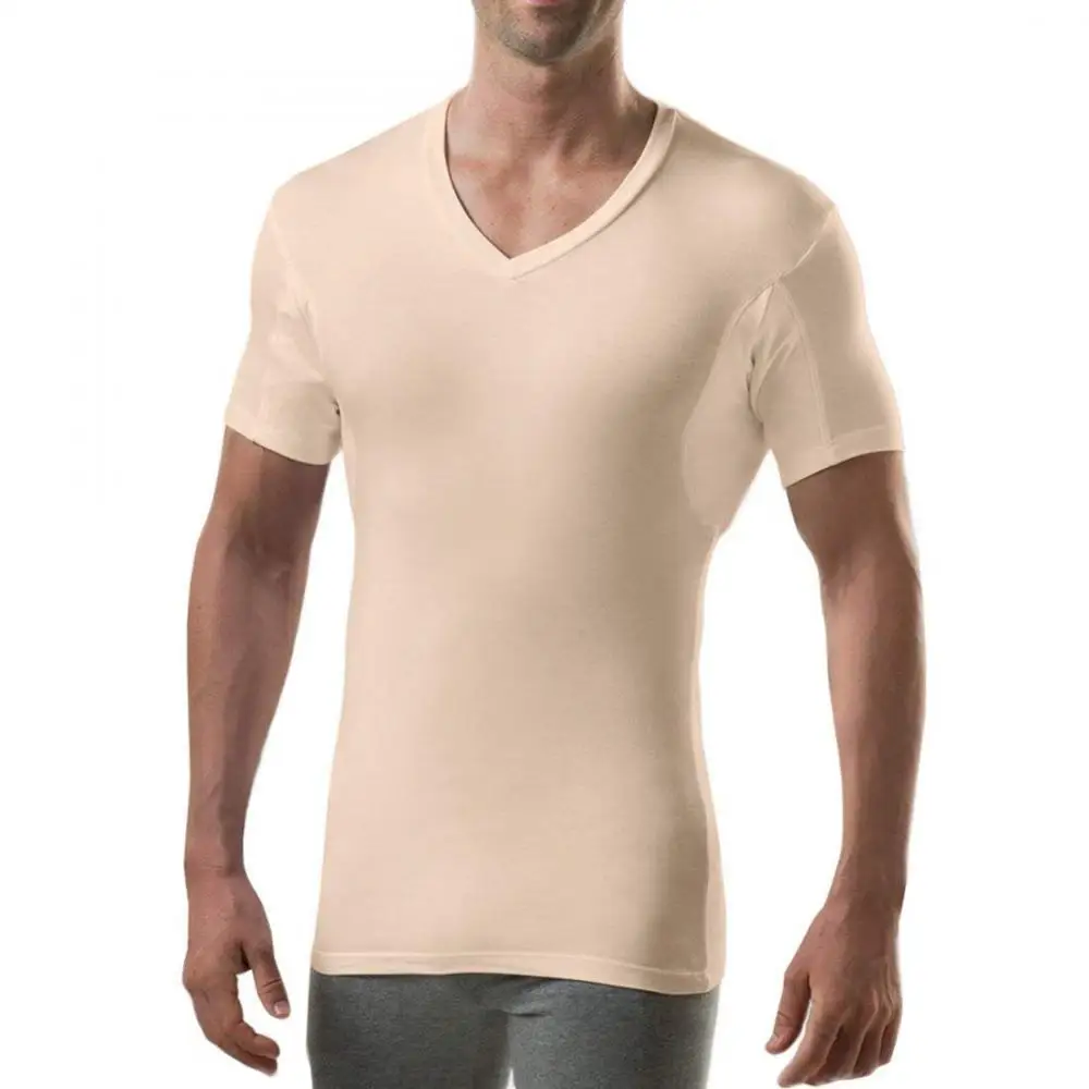 

custom blank sweatproof t-shirt men's sweat proof undershirt with underram pads slim fit t-shirt