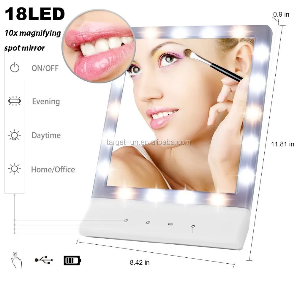 Salon Led Light Bedroom Magnifying Usb Desktop Makeup Standing Mirror