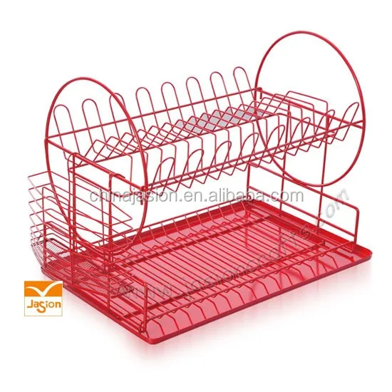 utensil kitchen holder argos Chrome Dish New Red Plates Cutlery 2 Utensil Drainer Tier