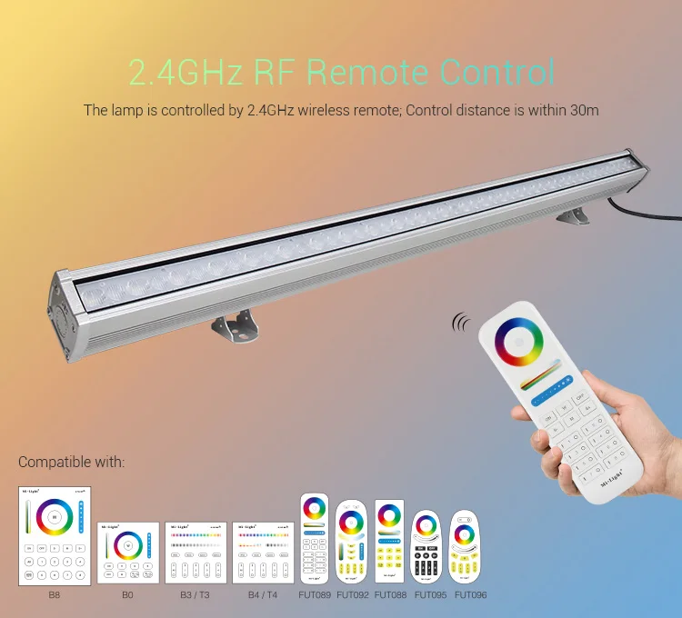 2.4G Mi-light RGB + CCT wireless smartphone  light RGB white colour temperature from 2700k to 6500k waterproof wall washer light