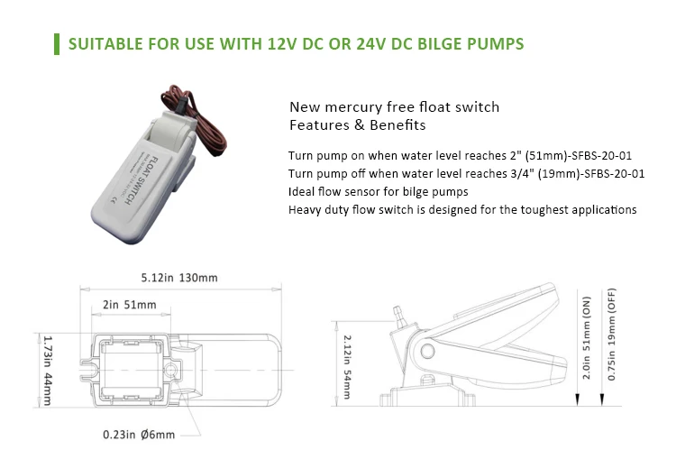 INTERRUTTORE GALLEGGIANTE POMPA DI SENTINA TMC 12V 24V