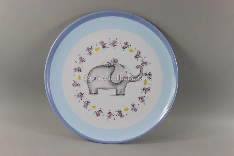 Elephant Print 11" Melamine round plate
