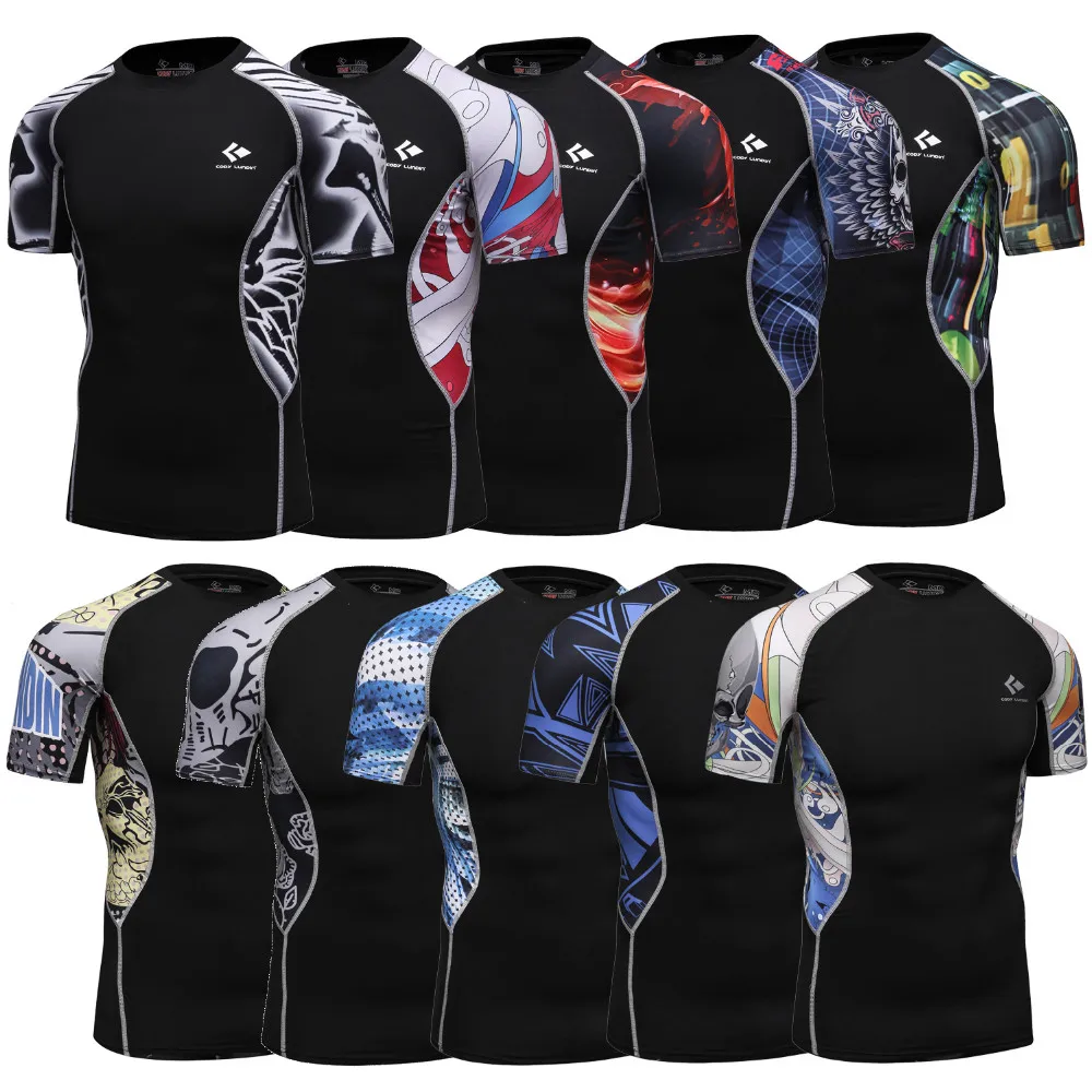 Custom Printed Bjj Rash Guards Full Body Sublimation Men Short Sleeve