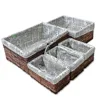 Wicker Home Decorative Storage Baskets 5-piece Nesting Baskets Brown Wicker Hand Woven with Printed Canvas Storage and Organizer