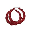 Wholesale 85mm European Fashion Red Crystal Rhinestone Alloy Bamboo Hoop Earrings