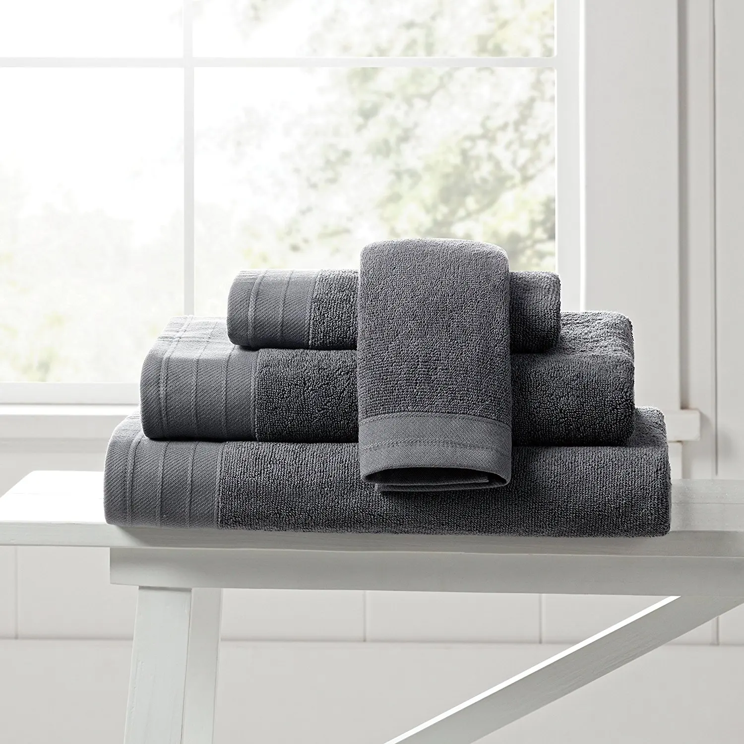 PURE PLANT HOME Pure Beech 2-Piece Bath Sheet Towel Set – Cotton Modal Blend - Hotel Quality, Bright, Super Soft and Highly Absorbent - Charcoal