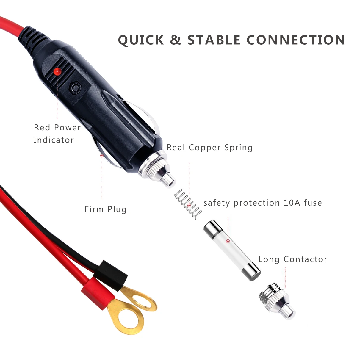 DC 12V Car Auto Male Plug Cigarette Lighter Adapter Power Supply Cord with 42cm Cable Wire For Air Pump