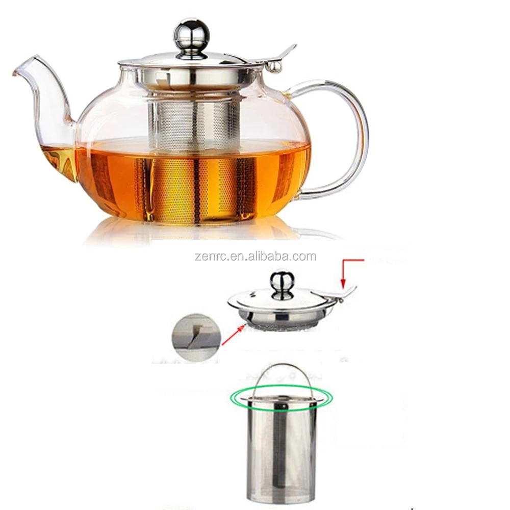 Borosilicate Glass Teapot with Updated Stainless Steel Strainer