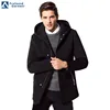 Zip Up Hooded Black Wool Jacketss For Men Winter