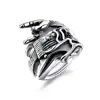 New personality stainless steel punk 18k gold music rock guitar skull victory ring