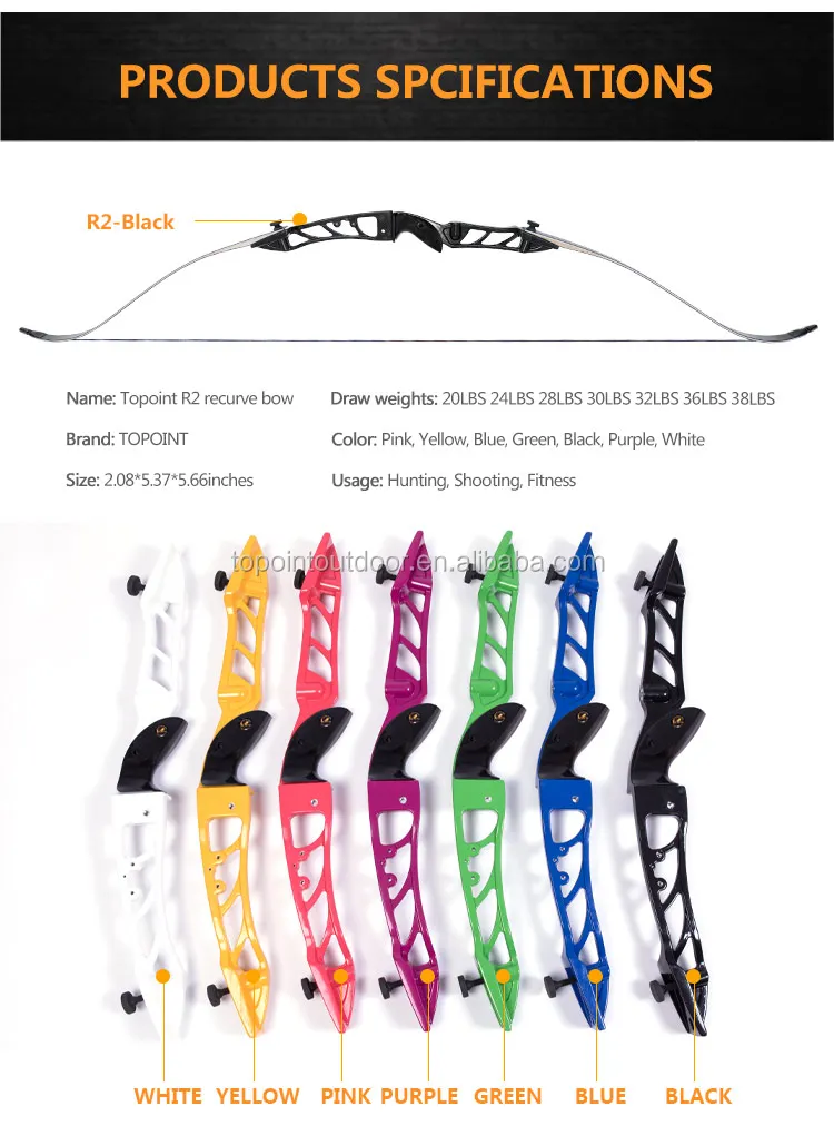 Topoint Archery Takedown Recurve Bow R2,Target Shooting Archery Bow,Bow Length68",Riser Length