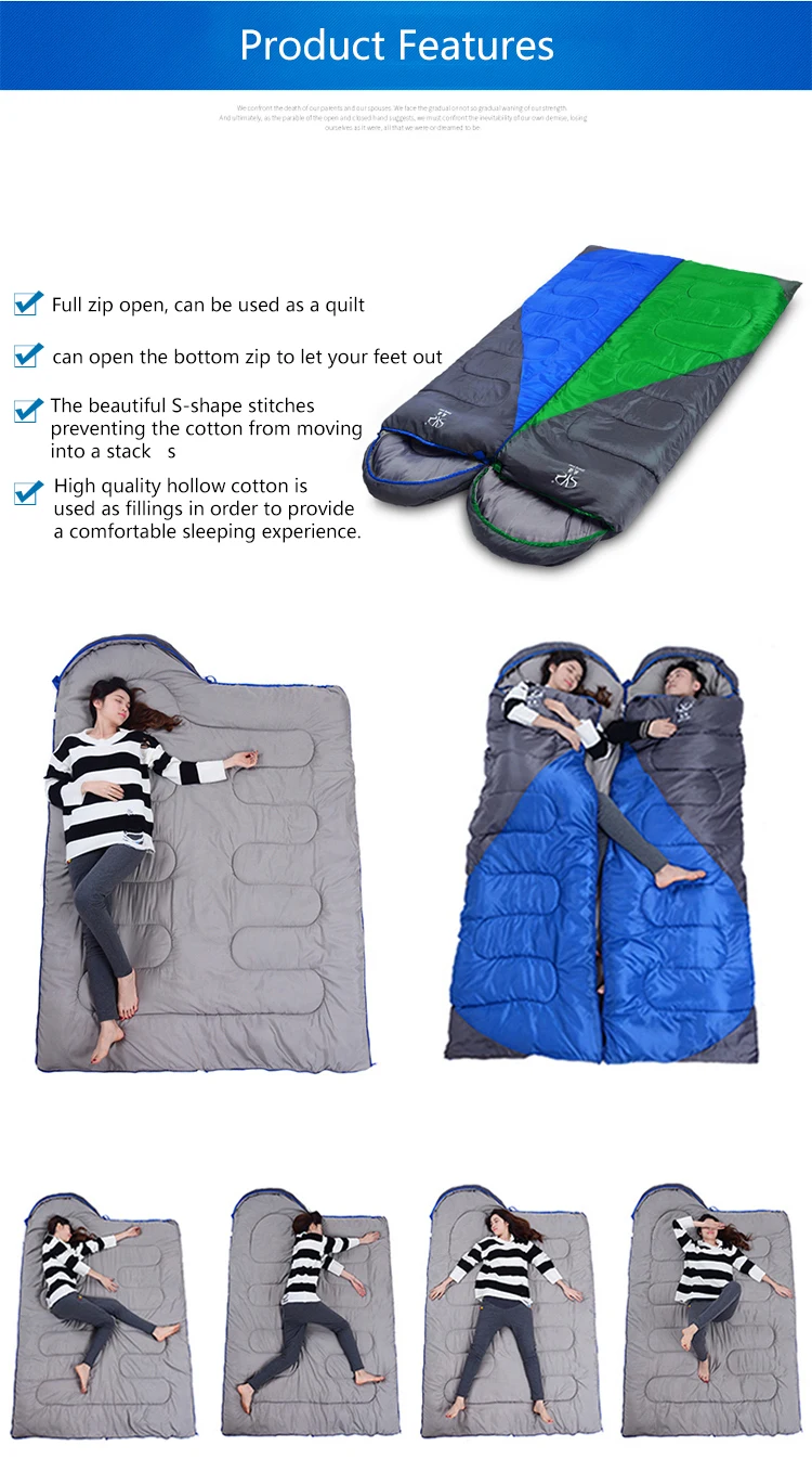 Wholesale alibaba  4 season Joint envelope hiking sleeping bag outdoor camping