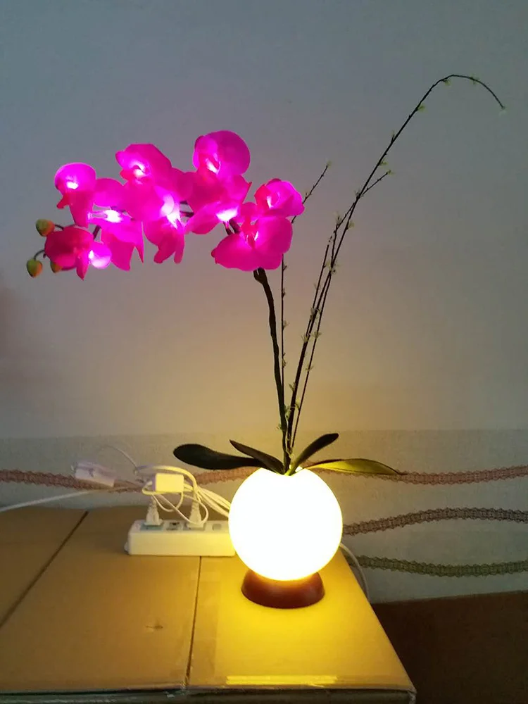 Indoor Decoration Plastic Flower With Led Copper Light Bedroom Night