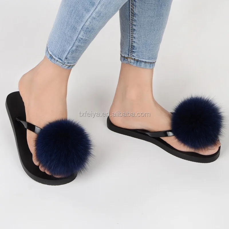 pom pom flip flop slippers