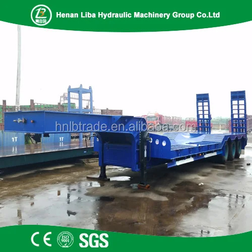 60t Heavy Loading 3 Axle Excavator Shipping Semi Trailer Trucks , High Quality Lowbed Semi Trailer