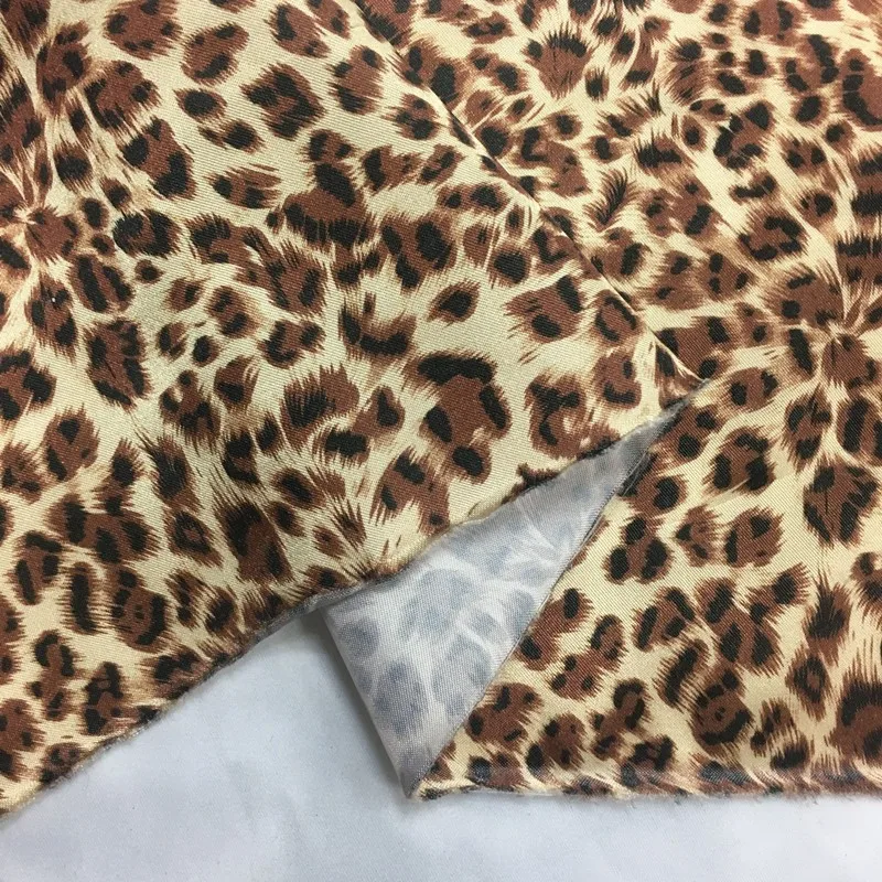 Fashionable Shiny Leopard Design Printed Polyester Satin Fabric For ...