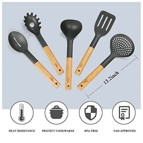 Latest FDA/LFGB standard silicone cooking utensil set in 2019