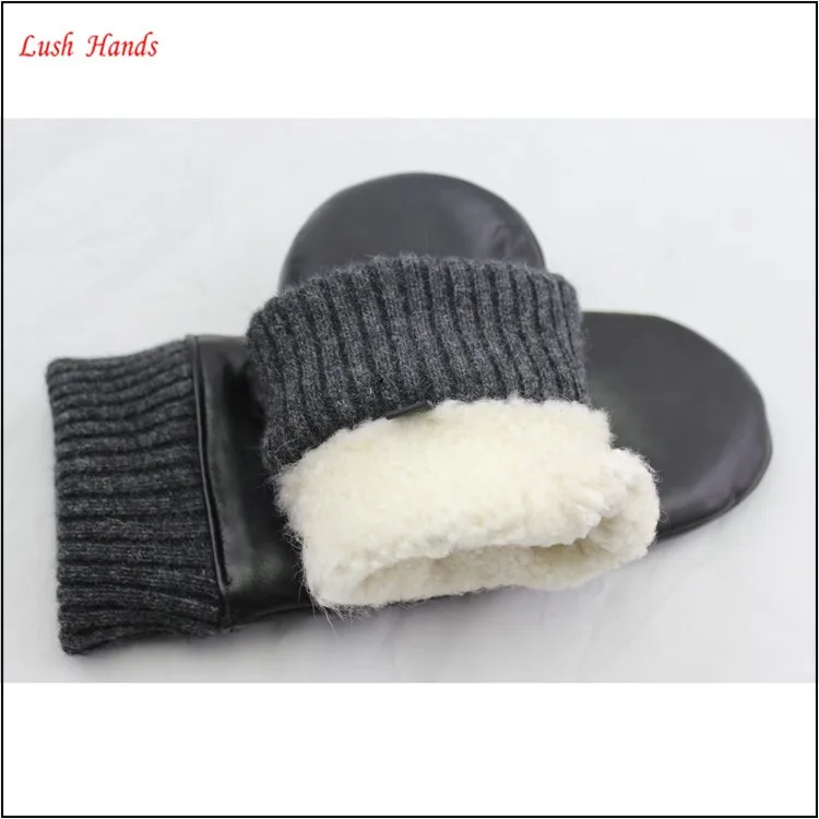 2016 warm winter 100% genuine leather mittens women