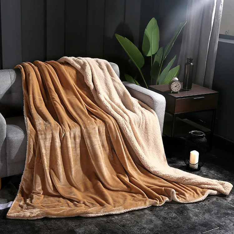 Autumn And Winter Models Plain Lamb Cashmere Blanket Thick Doublelayer