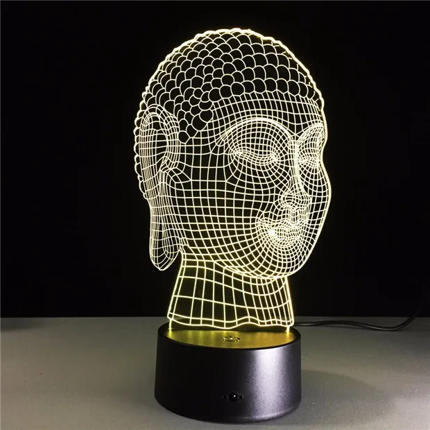 Buddha Lamp Buddhism 3D LED Light USB Color Night Light Decoration Innovation Christmas Gift for Good Luck