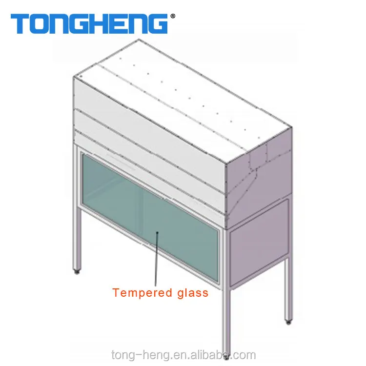 2017 New open kitchen equipment design tempered glass restaurant kitchen filters hood