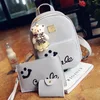 Winter new fashion 3 pieces backpack leisure smile emotion prints Pu lady dailylife letter backpack