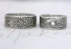 Latest Fashion Men's Antique Silver Plate Alloy Assorted Set Wedding Rings Crystal&Turquoise inlaid Double Finger Rings For lady
