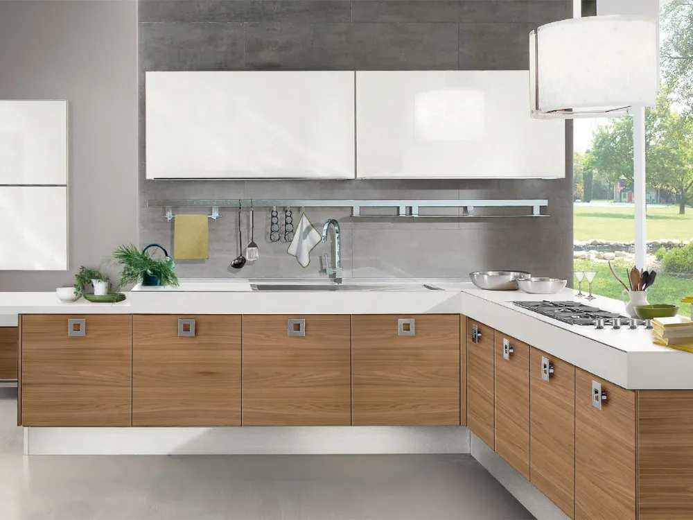Verschillende modellen van hout fineer moderne keuken kasten ...