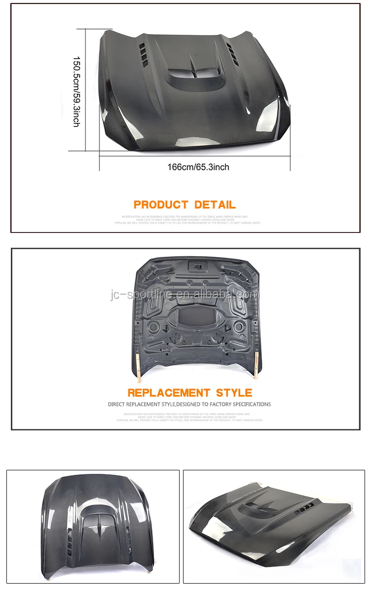 Carbon Fiber Car Engine Hoods With Scoop For Ford Mustang Gt Coupe