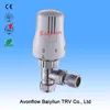 angle chrome valve heated towel rail radiator slimline 15 mm traditional TRV and lock-shield set thermostatic