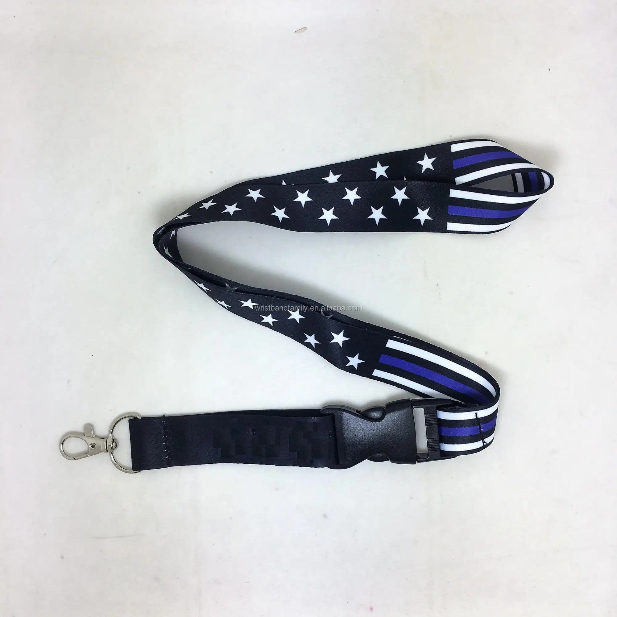 Wholesale Thin Blue Line American Stars Lanyards With Plastic Buckle ...
