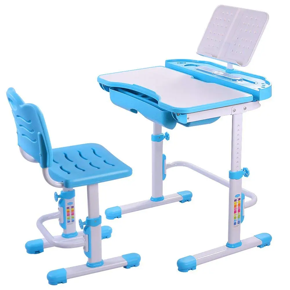 Children S Desk Height Adjustable Chair Set Child Kids Study Table Bule Ab002 Kids Teens Desks Blue Kids And Teens Desks