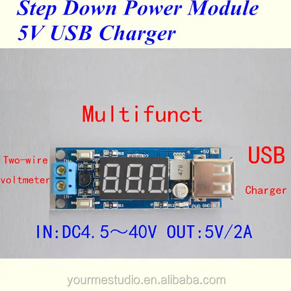 DC4.5v-40v 12v To 5V 2A USB Charger Step-down Converter Car LED Voltmeter Module 
