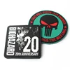 Supplier Custom 3D Skull Logo Embossed Soft PVC Rubber Silicone Patches Badges with Hook and Loop