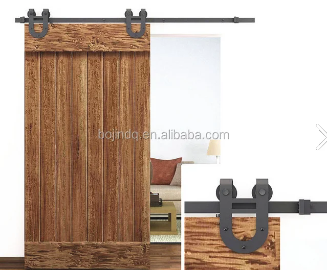 12ft Sliding Barn Door Closet Hardware Set Black Wood Antique Style