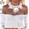NLX-00972 statement high quality black lip shell and cowrie shell choker beach style necklace wholesale