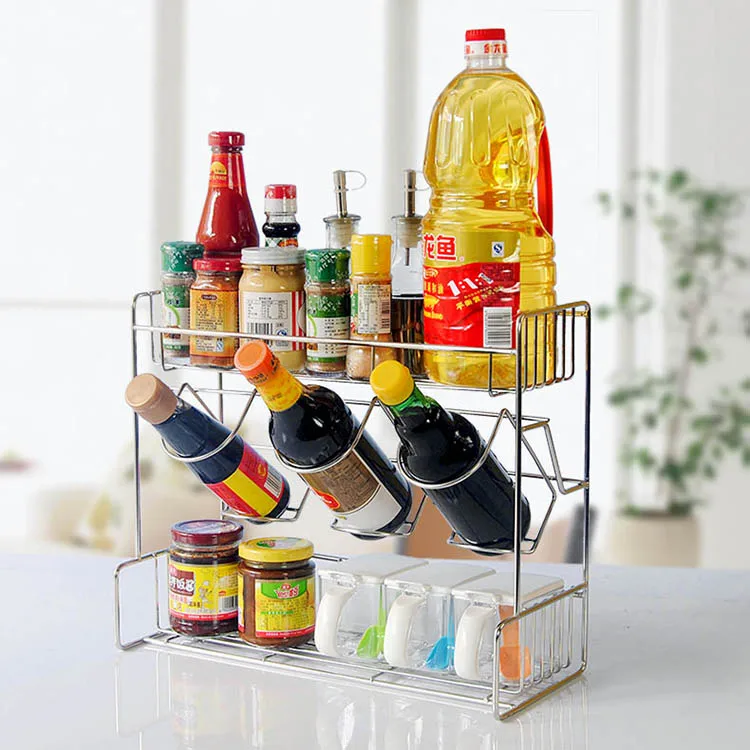 Effective Portable Metal Wire Storage Rack Kitchen Bottle Holder Spice