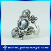 Promotion simple design silver some flower and crystal boss finger ring R0072